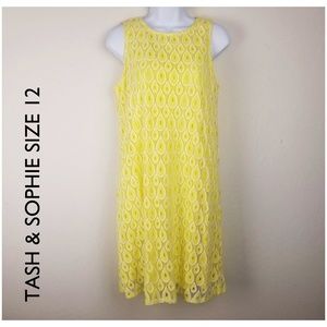 Tash+Sophie Yellow Lace Shift Dress Large 12